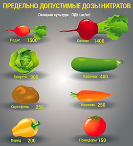 Таблица допустимого содержания нитратов в овощах и фруктах